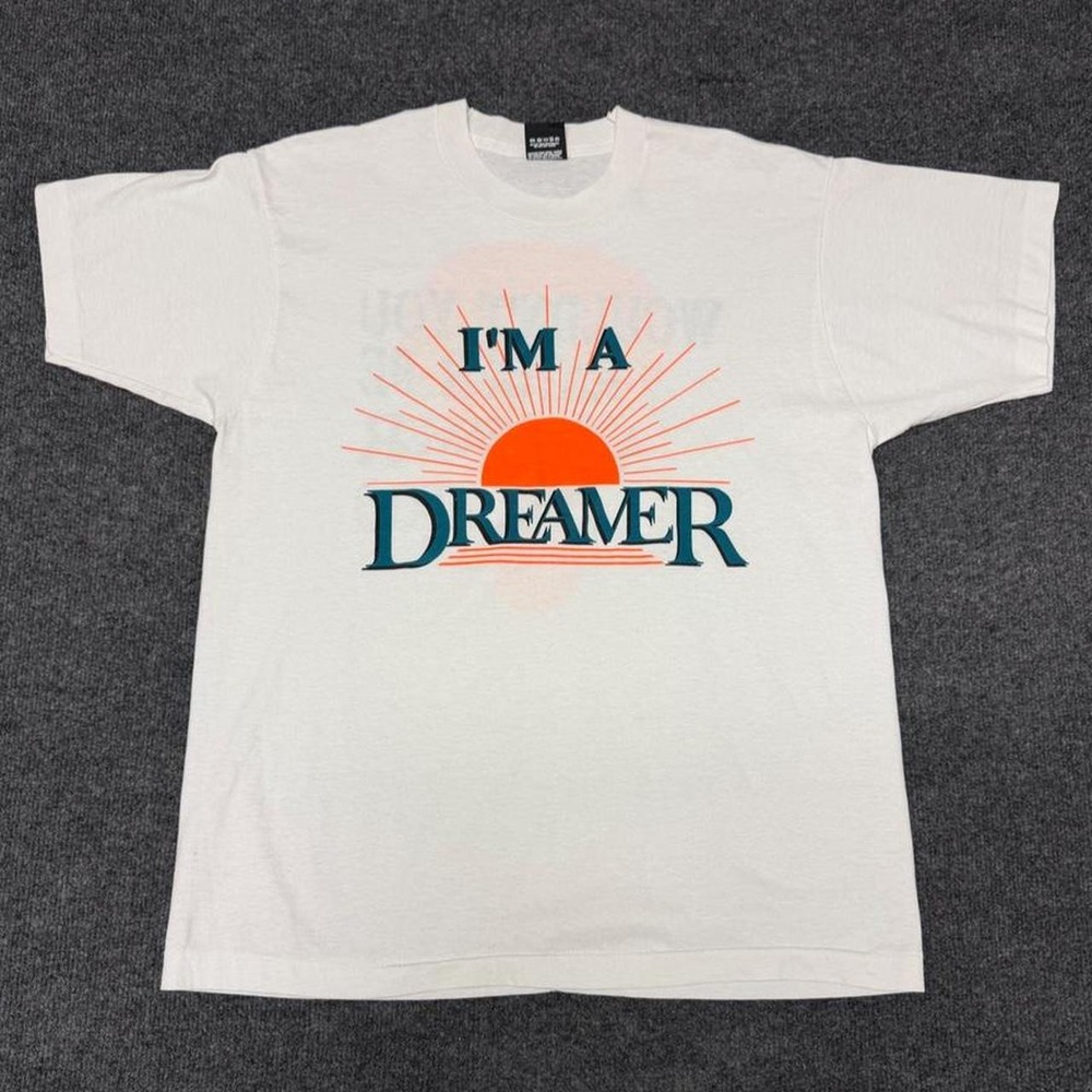 Vintage 90s Screen Stars Best Im A Dreamer Graphic T-Shirt White Mens Large USA